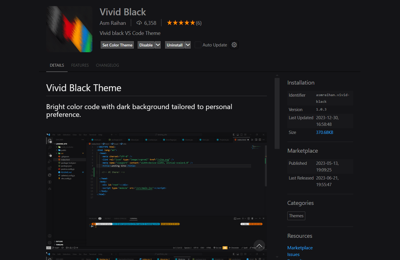 Vivid Black – A Sleek VS Code Theme